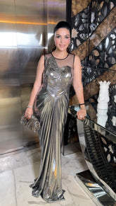 Metallic corset drape